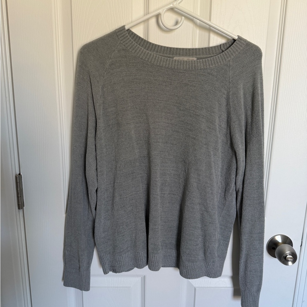 Barefoot Dreams Gray Scoop Neck Knit Pullover